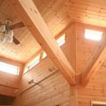 薪ストーブのあるユニークな平屋の梁｜石岡市の注文住宅,ログハウスのような低価格住宅を建てるならエイ・ワン
