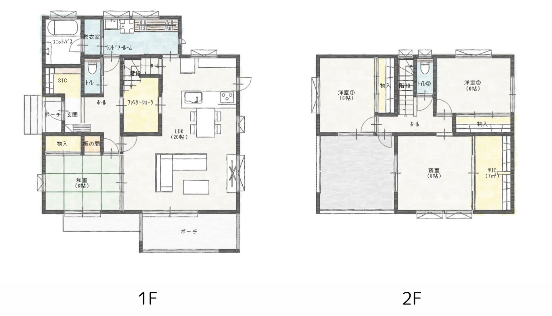 ルーフバルコニー×家事ラク動線の4LDK二階建て間取り