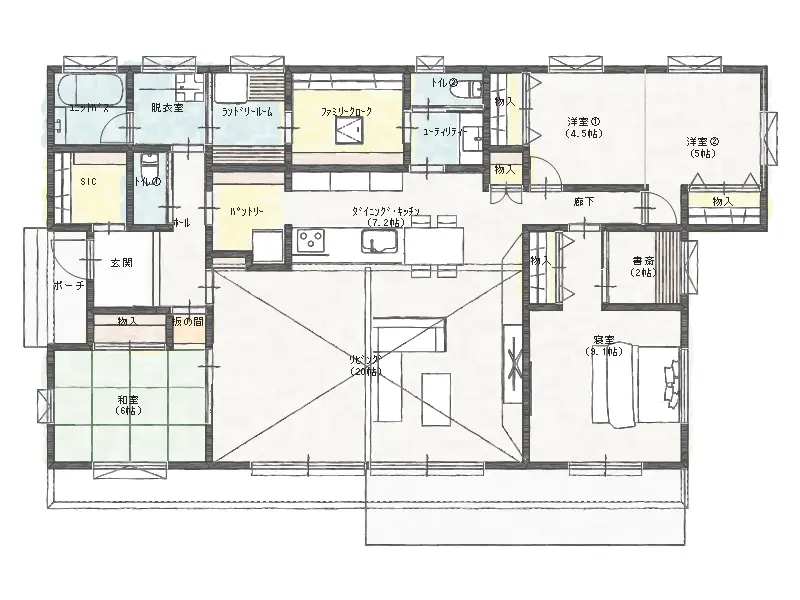 水戸市の平屋｜「家事ラク動線＋大空間リビング」おうちカフェが楽しめる４LDK平屋