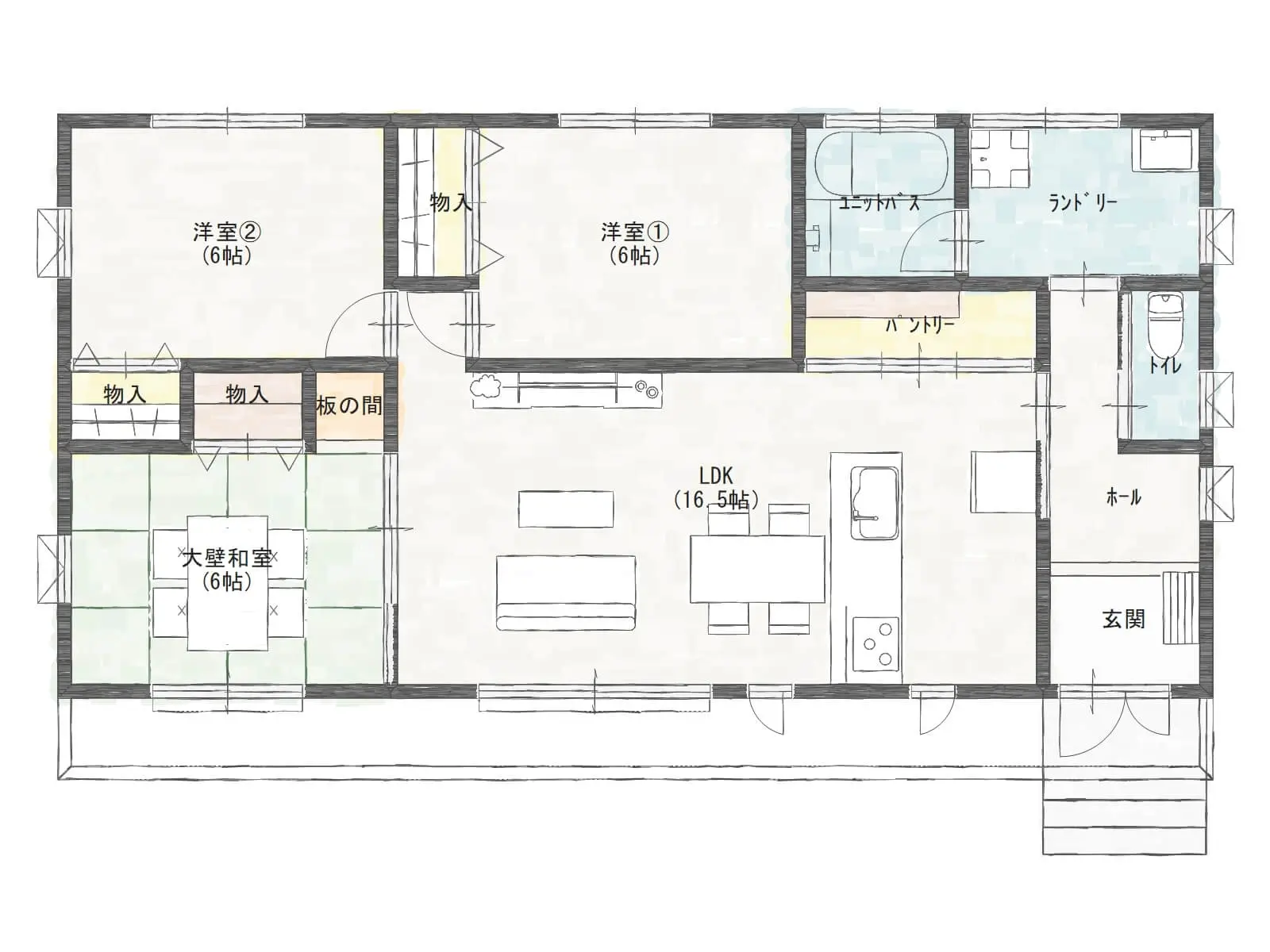 行方市の平屋｜パントリー×ランドリー×コスパ◎大空間リビングの3LDK平屋